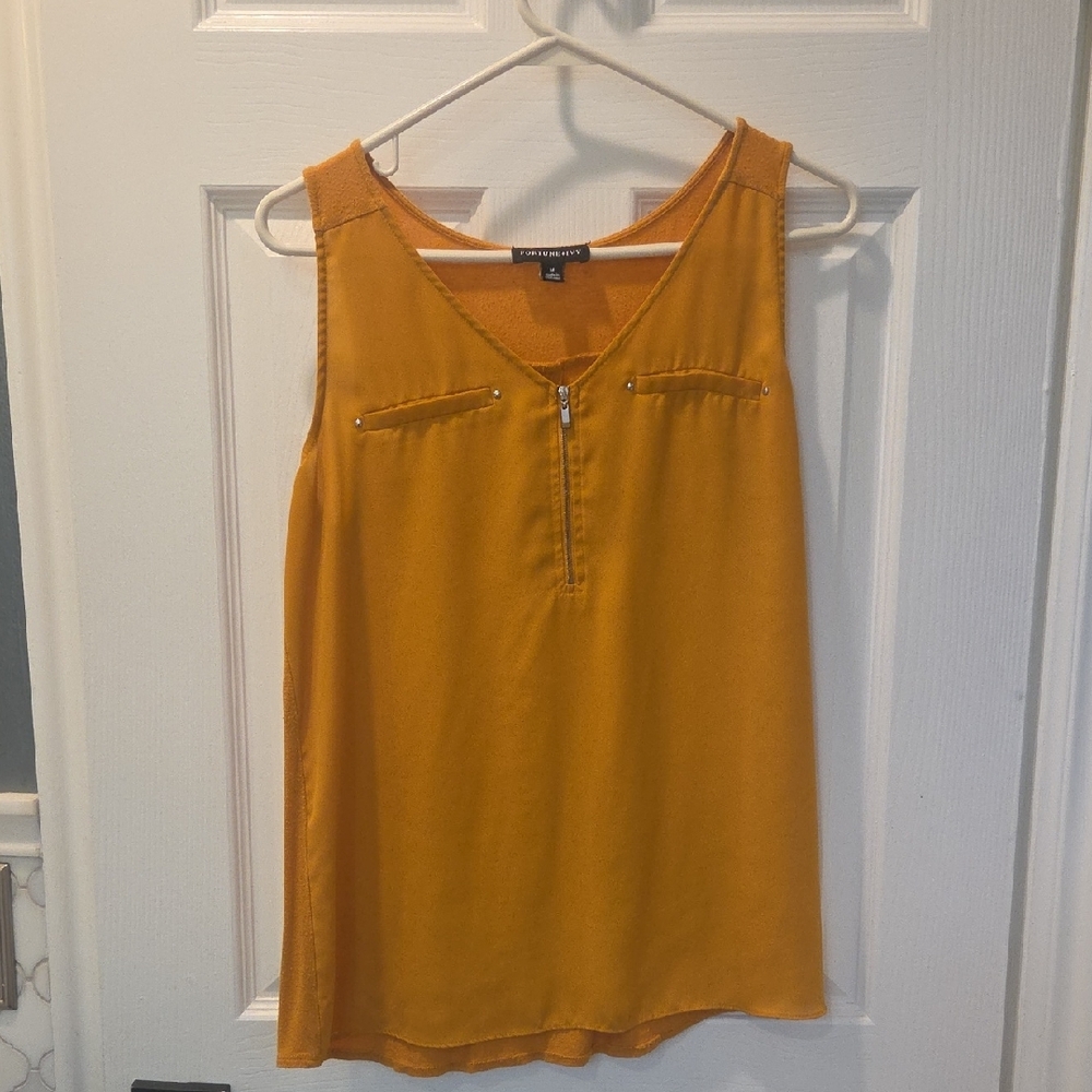 Trendy Mustard Zipper Tank Top